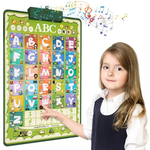Electronic Alphabet Wall Chart, Toddler Learning Toys, Educational Toys ABC&123 Preschool Poster, Alphabet Baby Learning Toys, Toys for Ages 2-6, Green - 1