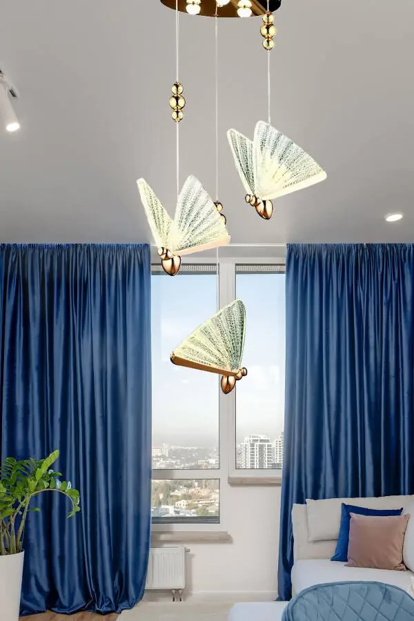 Elegance Modern Butterfly Design Triple Pendant LED Chandelier Rose Gold Yellow Amazing Visual - 1