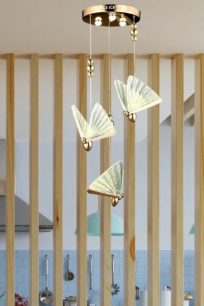 Elegance Modern Butterfly Design Triple Pendant LED Chandelier Rose Gold Yellow Amazing Visual - 2