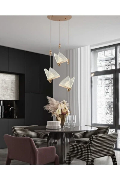 Elegance Modern Butterfly Design Triple Pendant LED Chandelier Rose Gold Yellow Amazing Visual - 4