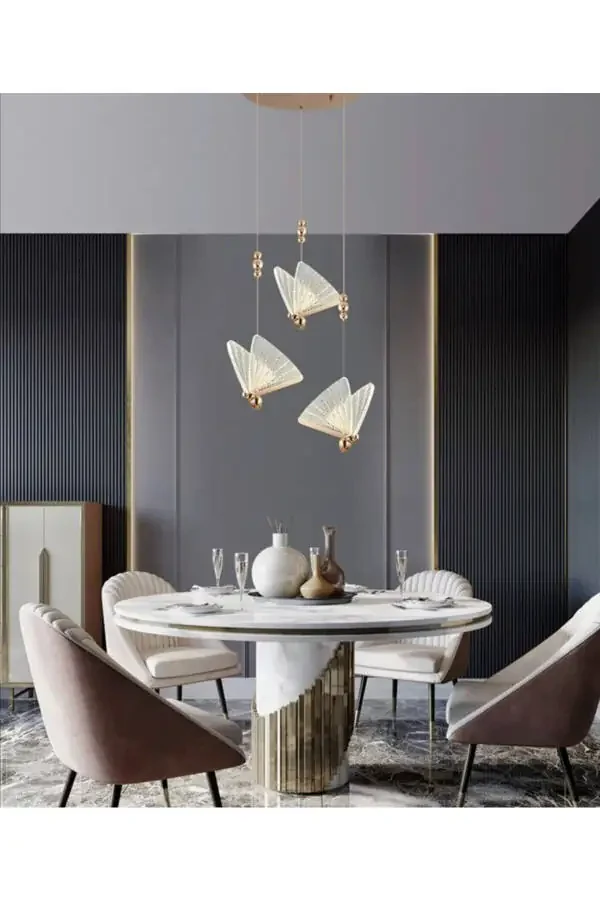 Elegance Modern Butterfly Design Triple Pendant LED Chandelier Rose Gold Yellow Amazing Visual - 5