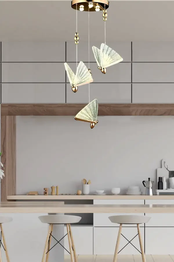 Elegance Modern Butterfly Design Triple Pendant LED Chandelier Rose Gold Yellow Amazing Visual - 6