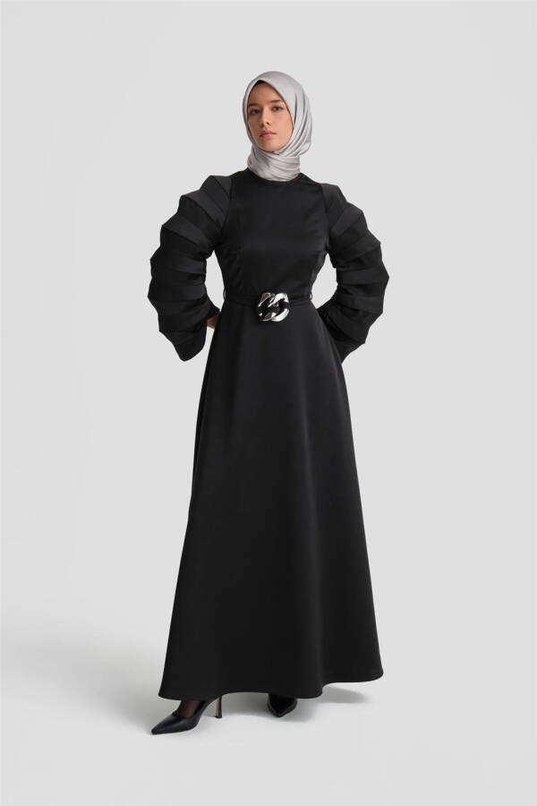 Elegant and stylish, Armine Accordion Sleeve Dress. 24K9900, black. - 9