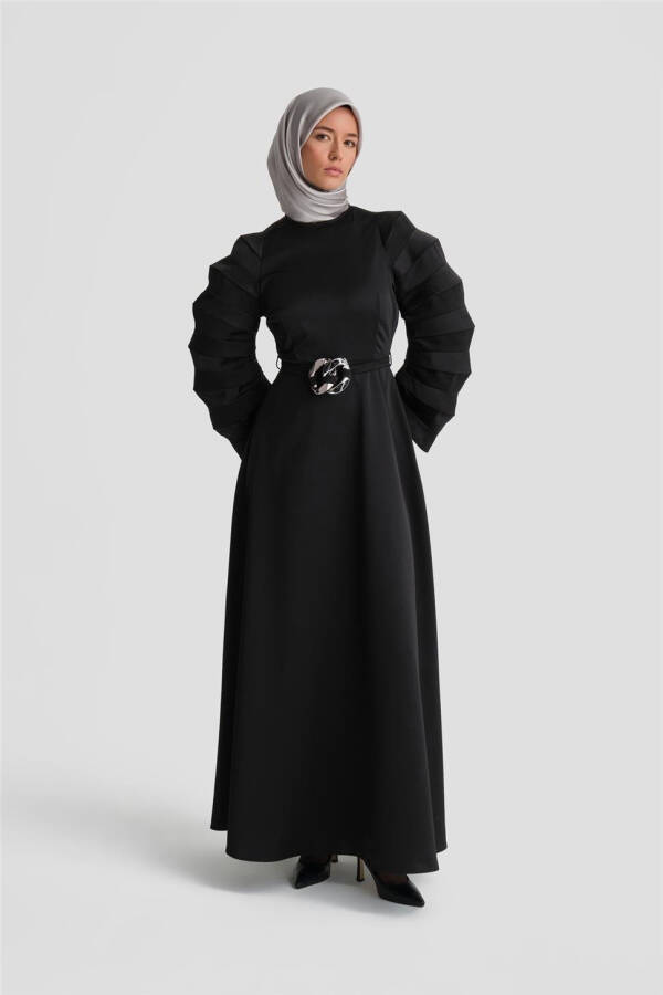 Elegant and stylish, Armine Accordion Sleeve Dress. 24K9900, black. - 10