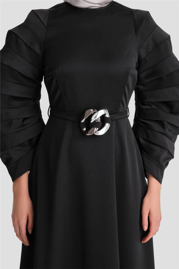 Elegant and stylish, Armine Accordion Sleeve Dress. 24K9900, black. - 13