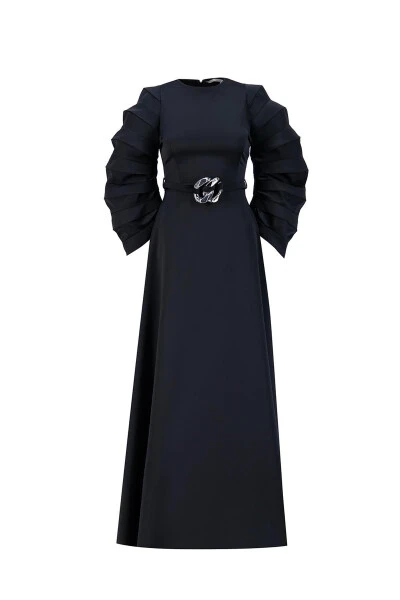 Elegant and stylish, Armine Accordion Sleeve Dress. 24K9900, black. - 7