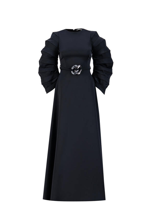 Elegant and stylish, Armine Accordion Sleeve Dress. 24K9900, black. - 1