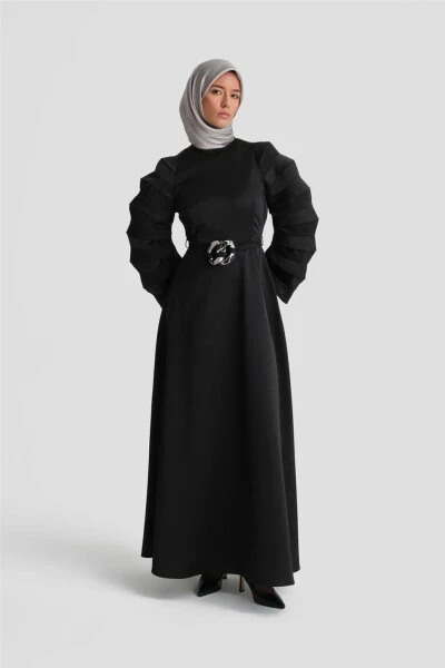 Elegant and stylish, Armine Accordion Sleeve Dress. 24K9900, black. - 4