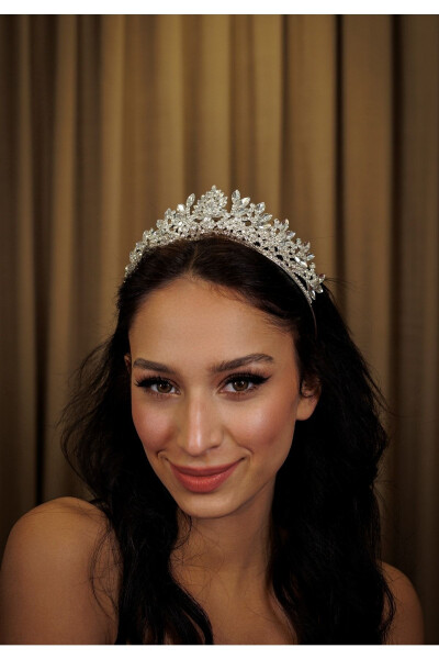 Elegant and Stylish Wedding and Engagement Bridal Crown and Hair Accessory with Crystal Stones - 6