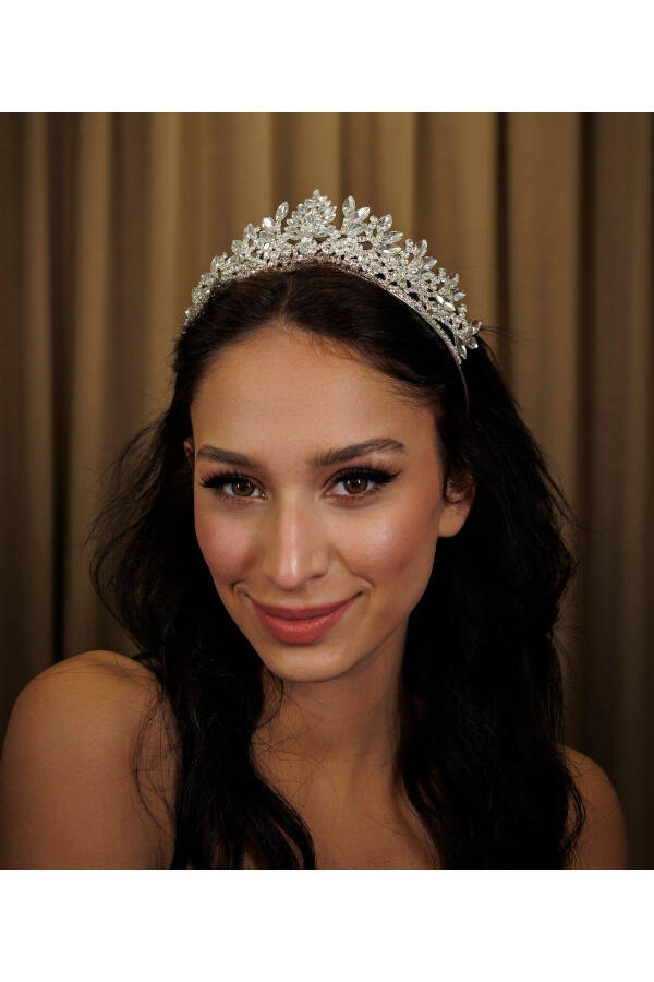 Elegant and Stylish Wedding and Engagement Bridal Crown and Hair Accessory with Crystal Stones - 5