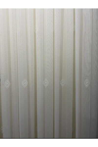 Elegant Pattern Bamboo Linen Floor-Length Sheer Curtain with Tight Pleats - 3