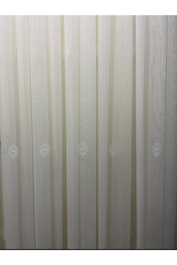 Elegant Pattern Bamboo Linen Floor-Length Sheer Curtain with Tight Pleats - 3