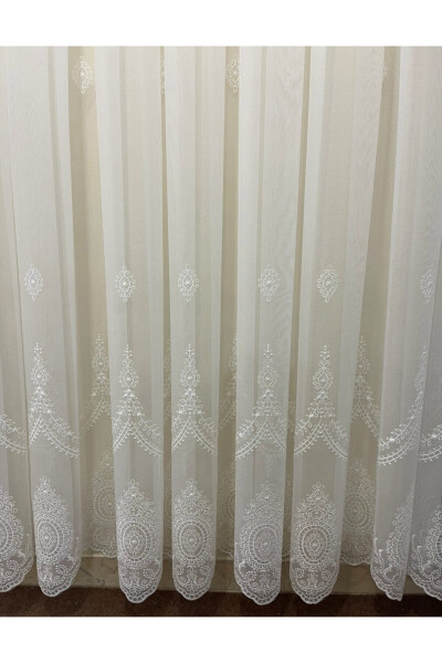 Elegant Pattern Bamboo Linen Floor-Length Sheer Curtain with Tight Pleats - 6