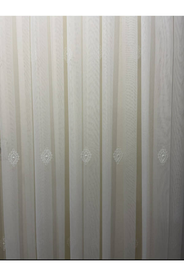 Elegant Pattern Bamboo Linen Floor-Length Sheer Curtain with Tight Pleats - 8