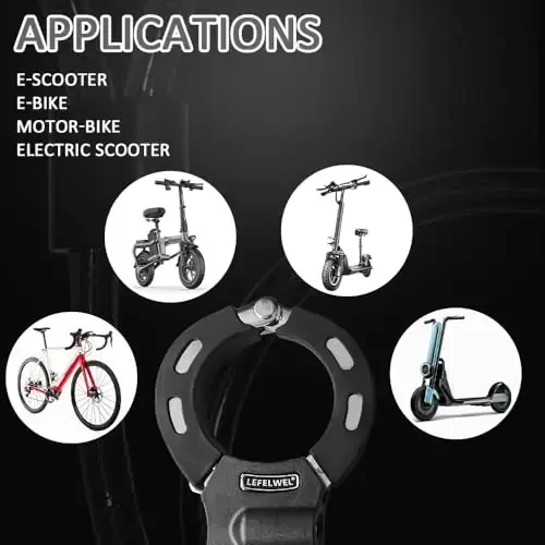 Elektr scooter qulfi, Scooter qulflari o'g'irlikka qarshi, E-Scooter, elektr velosiped, velosiped, mototsikllar uchun 14 mm qalinlikda - 5
