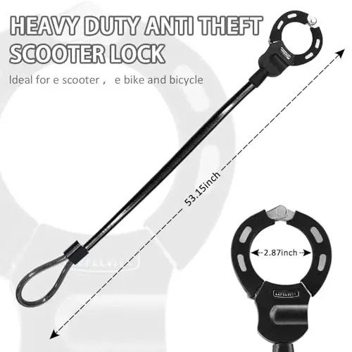 Elektr scooter qulfi, Scooter qulflari o'g'irlikka qarshi, E-Scooter, elektr velosiped, velosiped, mototsikllar uchun 14 mm qalinlikda - 2