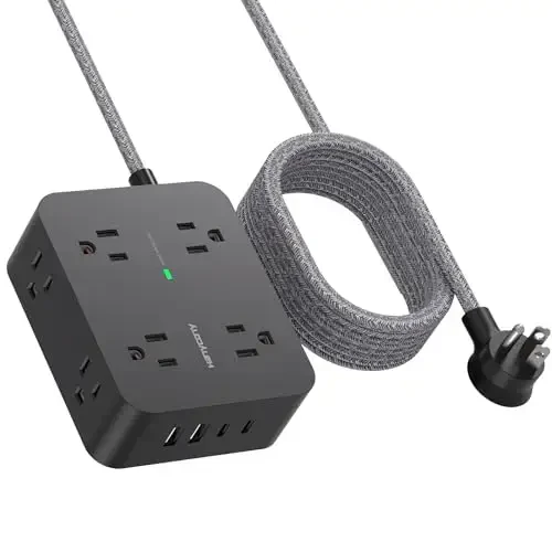 Elektr uzaytirgich, HANYCONY uzaytirgich 8 rozetka 4 USB port(2 USB C) bilan, devorga o'rnatish, uy ofisi uchun stol zaryadlash stansiyasi - HANYCONY