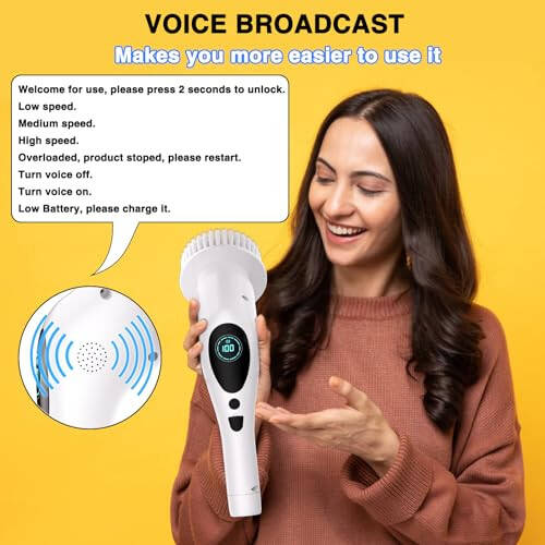 Electric Spin Scrubber, Electric Spin Cordless Tub and Tile Scrubber with Voice Broadcasting 3 Speed 9 Replaceable Clean Heads Power Spin Scrubbers - 2