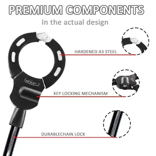 Electric Scooter Lock,Scooter Locks Anti Theft,14mm Thick for E-Scooter, Electric Bike, Bicycle, Motorbikes - 3