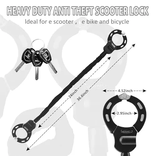 Electric Scooter Locks Anti Theft，Bike Chain Lock with Bag，Best Lock for Electric Scooter Xiaomi Segway Accessories - 2
