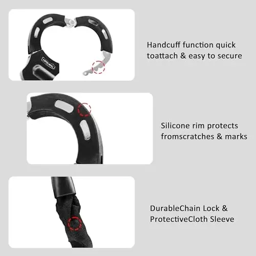 Electric Scooter Locks Anti Theft，Bike Chain Lock with Bag，Best Lock for Electric Scooter Xiaomi Segway Accessories - 3