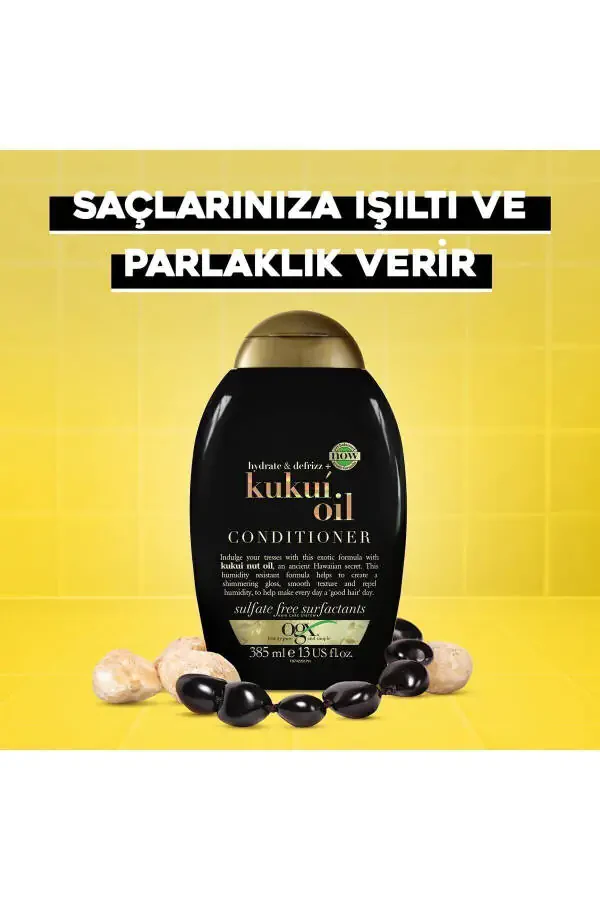Elektrlanishga qarshi Kukui yog'i Sulfatsız Soch Parvarishlash Kremi 385 ml - 2