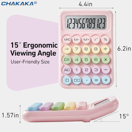 Electronic Calculator,12 Digits Large LCD Display Small Desktop Calculators,Pink Basic with Big Buttons,Easy to Press Mechanical Switch Calculator,4 Function Office Supplies for Home and School (Pink) - 1