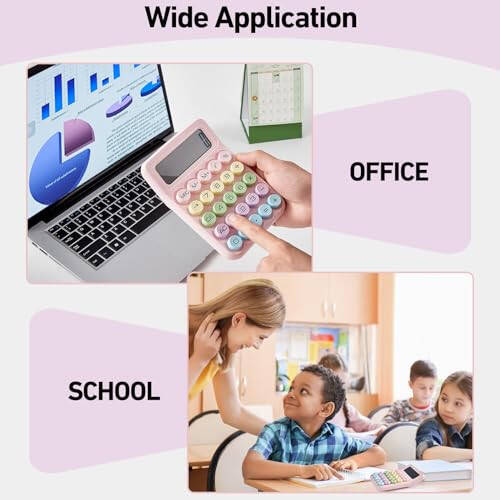 Electronic Calculator,12 Digits Large LCD Display Small Desktop Calculators,Pink Basic with Big Buttons,Easy to Press Mechanical Switch Calculator,4 Function Office Supplies for Home and School (Pink) - 6