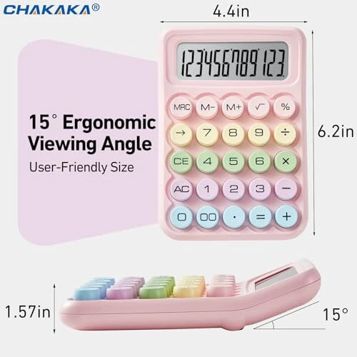 Electronic Calculator,12 Digits Large LCD Display Small Desktop Calculators,Pink Basic with Big Buttons,Easy to Press Mechanical Switch Calculator,4 Function Office Supplies for Home and School (Pink) - 1