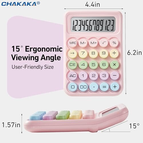 Electronic Calculator,12 Digits Large LCD Display Small Desktop Calculators,Pink Basic with Big Buttons,Easy to Press Mechanical Switch Calculator,4 Function Office Supplies for Home and School (Pink) - CHAKAKA