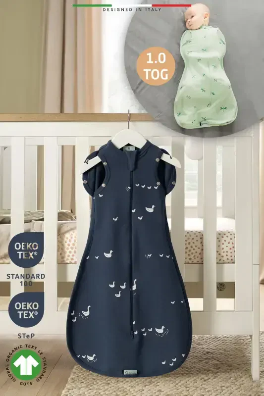 EleleLife Baby Swaddle Sleeping Bag 1 Tog Indigo Pato-Indigo Pato - ELELE