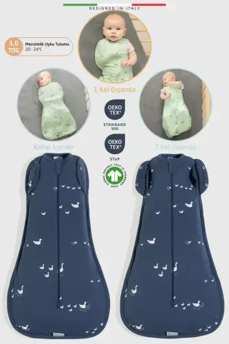 EleleLife Baby Swaddle Sleeping Bag 1 Tog Indigo Pato-Indigo Pato - 2