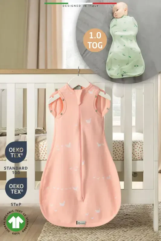 EleleLife Baby Swaddle Sleeping Bag 1 Tog Powder Pato-Powder Pato - 1