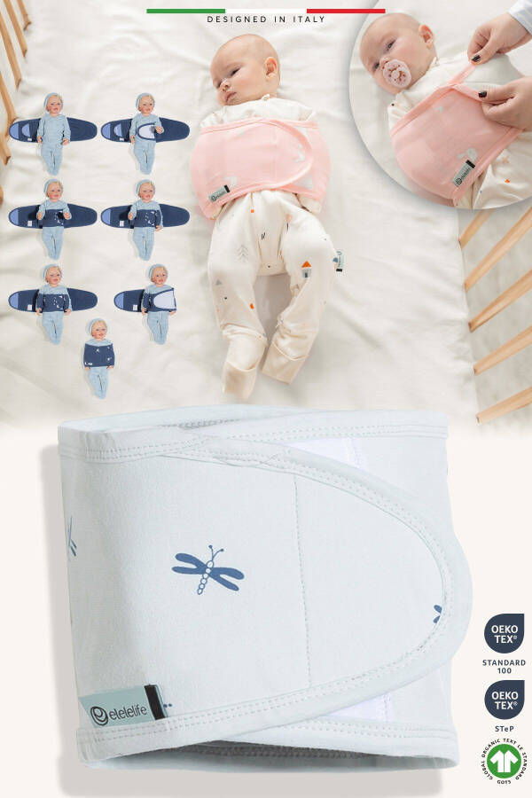 EleleLife Baby Swaddle Wrap Newborn Blue Sanno - 1