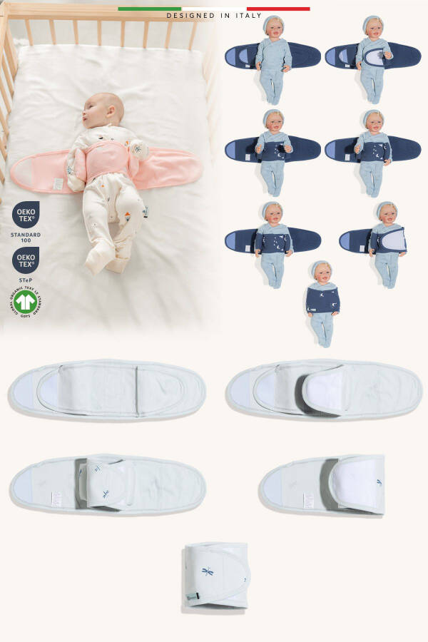 EleleLife Baby Swaddle Wrap Newborn Blue Sanno - 2