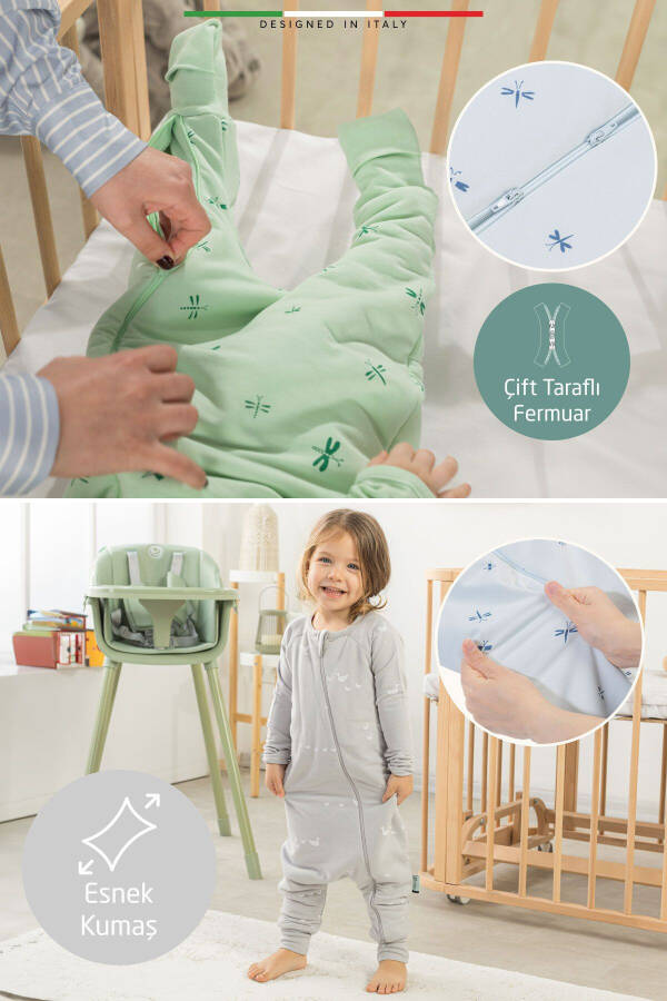 EleleLife Filled Child/Baby Sleeping Bag 2.7 Tog Green Sanno - 3