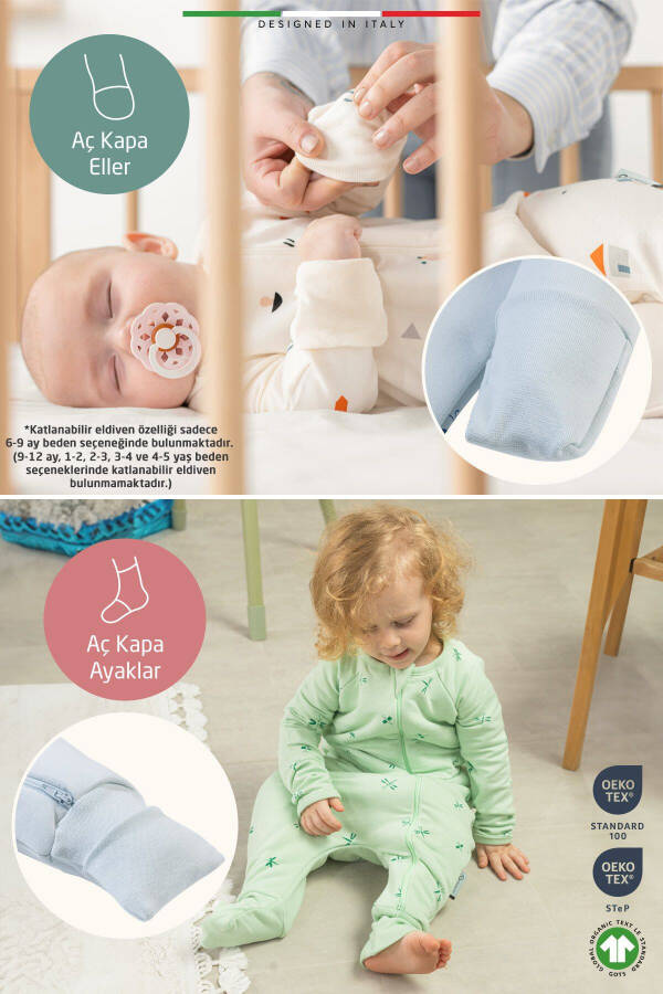EleleLife Filled Child/Baby Sleeping Bag 2.7 Tog Green Sanno - 4