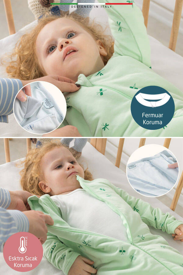 EleleLife Filled Child/Baby Sleeping Bag 2.7 Tog Green Sanno - 5