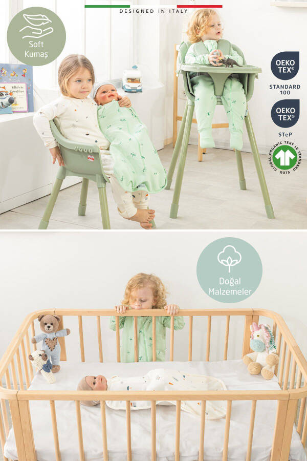 EleleLife Filled Child/Baby Sleeping Bag 2.7 Tog Green Sanno - 6