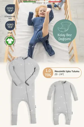 EleleLife Mevsimlik Çoçuk/Bebek Uyku Tulumu 1 Tog Gri Pato-Gri Pato - 2