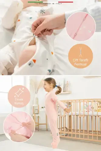 EleleLife Mevsimlik Çoçuk/Bebek Uyku Tulumu 1 Tog Gri Pato-Gri Pato - 3