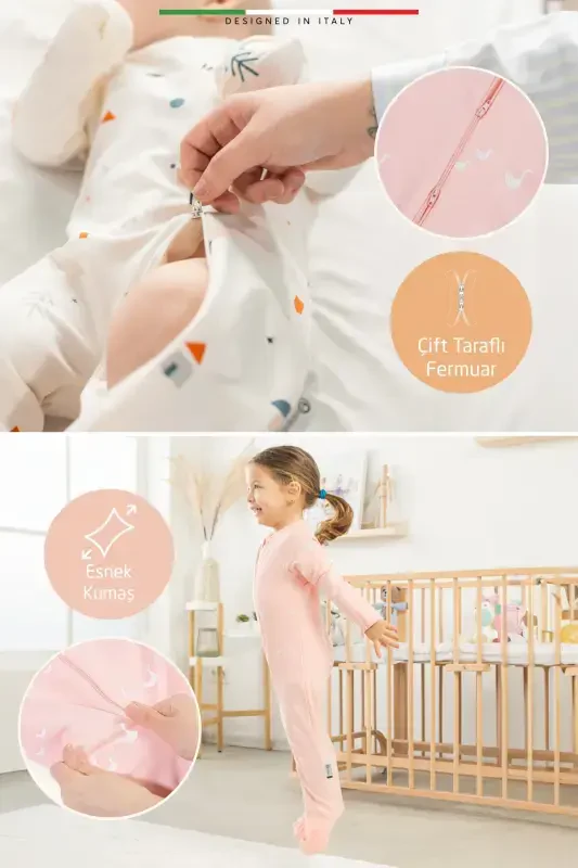 EleleLife Mevsimlik Çoçuk/Bebek Uyku Tulumu 1 Tog Gri Pato-Gri Pato - 3