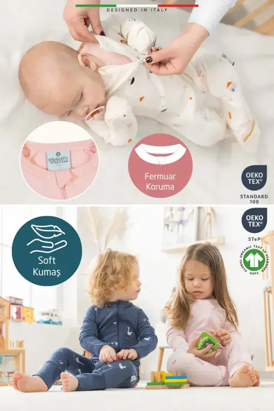 EleleLife Mevsimlik Çoçuk/Bebek Uyku Tulumu 1 Tog Pembe Sanno-Pembe Sanno - 5