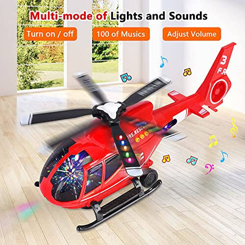 ELEOPTION Airplane Toy Infrared Remote Control Plane Toys Helicopter with Lights and Music Aeroplane Toys for 3 4 5 6 7 8 Year Old Boys Girls Kids Gift Red - 2