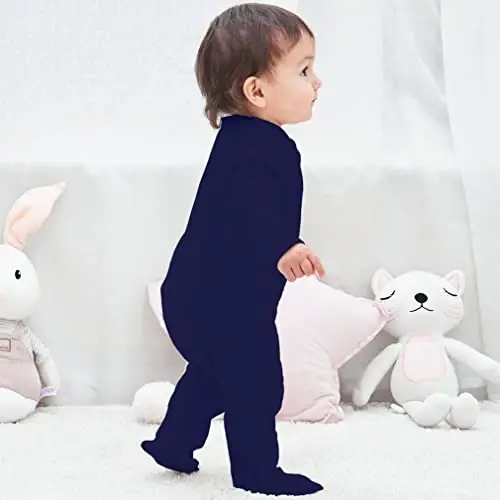 Eleven's Kingdom Baby Kids Sleep and Play,Baby Cotton Pajamas with Mitten Cuffs, 2 Way Zipper Footed Sleeper 0-12 Month - 12