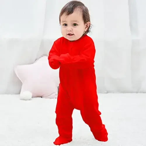 Eleven's Kingdom Baby Kids Sleep and Play,Baby Cotton Pajamas with Mitten Cuffs, 2 Way Zipper Footed Sleeper 0-12 Month - 5
