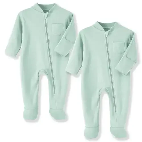 Eleven's Kingdom Baby Kids Sleep and Play,Baby Cotton Pajamas with Mitten Cuffs, 2 Way Zipper Footed Sleeper 0-12 Month - 1