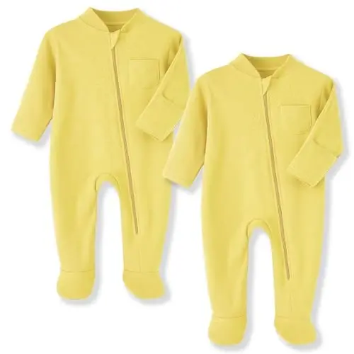 Eleven's Kingdom Baby Kids Sleep and Play,Baby Cotton Pajamas with Mitten Cuffs, 2 Way Zipper Footed Sleeper 0-12 Month 