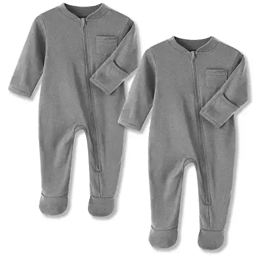 Eleven's Kingdom Baby Kids Sleep and Play,Baby Cotton Pajamas with Mitten Cuffs, 2 Way Zipper Footed Sleeper 0-12 Month - ELEVEN'S KINGDOM