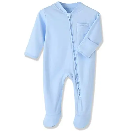 Eleven's Kingdom Baby Kids Sleep and Play,Baby Cotton Pajamas with Mitten Cuffs, 2 Way Zipper Footed Sleeper 0-12 Month 